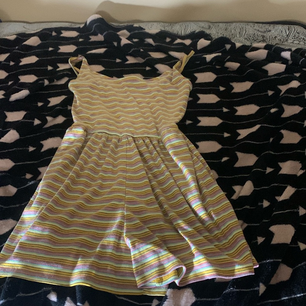 A colorful dress with shorts under